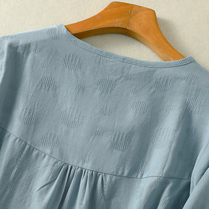 Buddha Stones無地クルーネックデザイン レディース ゆったり半袖Tシャツ - image 3