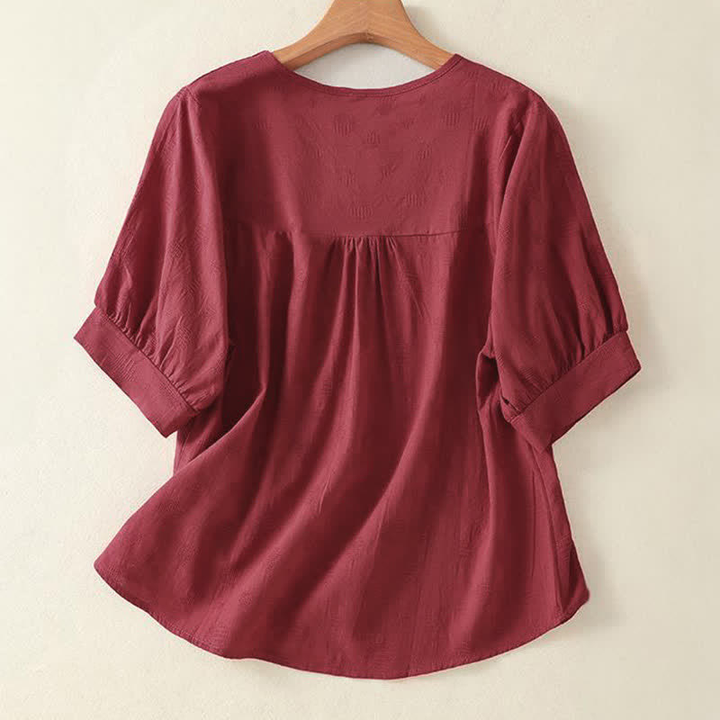 Buddha Stones無地クルーネックデザイン レディース ゆったり半袖Tシャツ - image 13