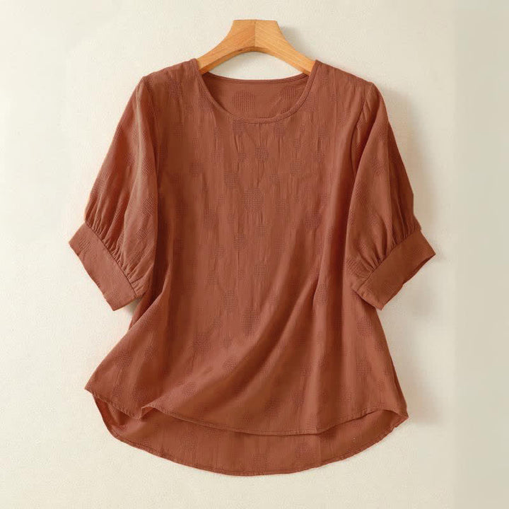 Buddha Stones無地クルーネックデザイン レディース ゆったり半袖Tシャツ - ダークオレンジ - US8-10，UK/AU12-14，EU40-42 (2XL) - image 7