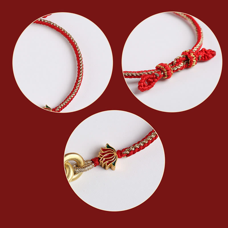Buddha Stones925 スターリングシルバー ダブル平和のお守りチャーム蓮 縁起の良いブレスレット