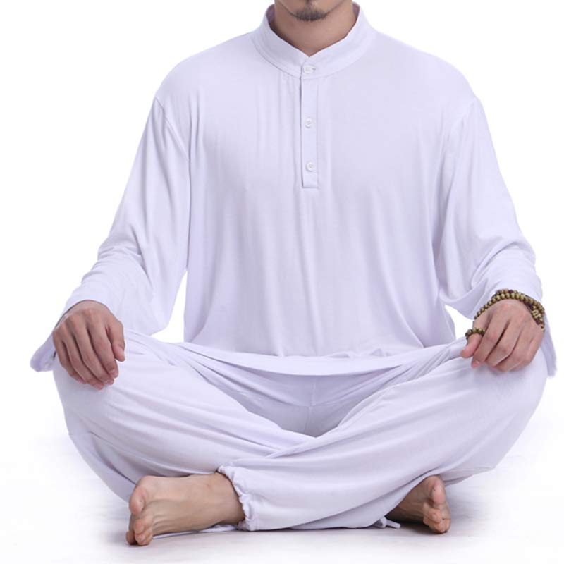 Buddha Stones瞑想 祈り スピリチュアル 禅 太極拳 練習 ヨガ ウェア メンズ セット - 白 - US/UK/AU44、 EU54 (3XL) - image 12