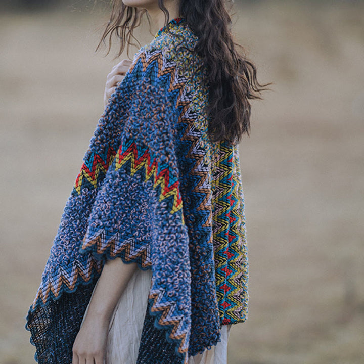 Buddha Stonesチベットショール 柔らかく暖かいニットマント 冬用チベットタッセルスカーフ - image 7