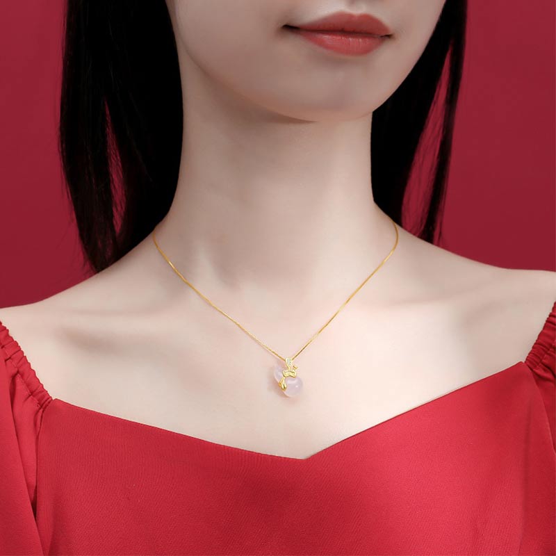 Buddha Stonesシアン翡翠 ひょうたん 蓮の葉 豊穣のペンダントネックレス - image 9