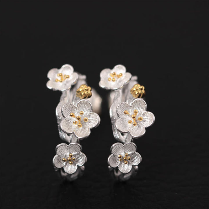 Buddha Stones925スターリングシルバー 梅の花 フローラルブレッシングイヤリング