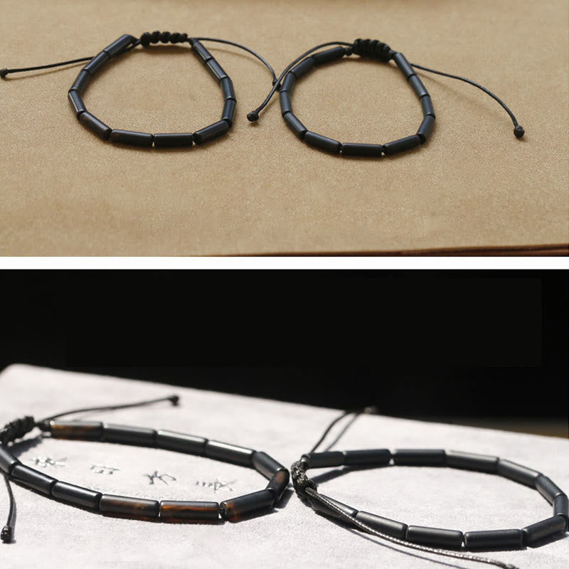 Buddha Stonesブラックオニキスビーズサポート保護ブレスレット