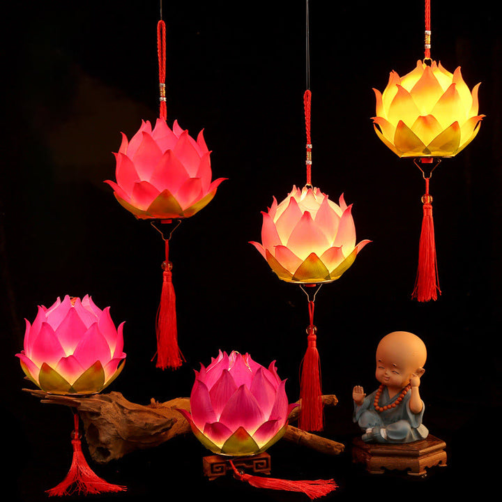 Buddha StonesDIY蓮の花ドラゴンランタンタッセルランプ装飾
