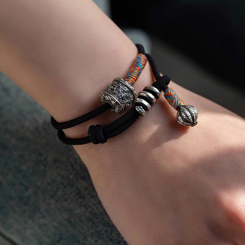 Buddha Stonesチベットのオーム・マニ・パドメ・フム彫刻お守りダブルラップブレスレット