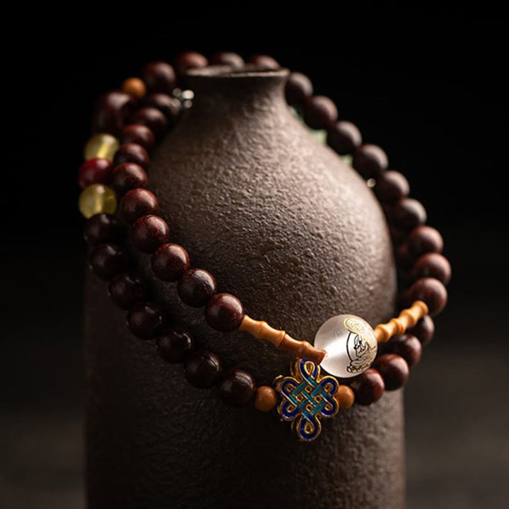Buddha Stones十二支誕生仏赤瑪瑙小葉紫檀辰砂 お守り 祝福 ダブルラップブレスレット