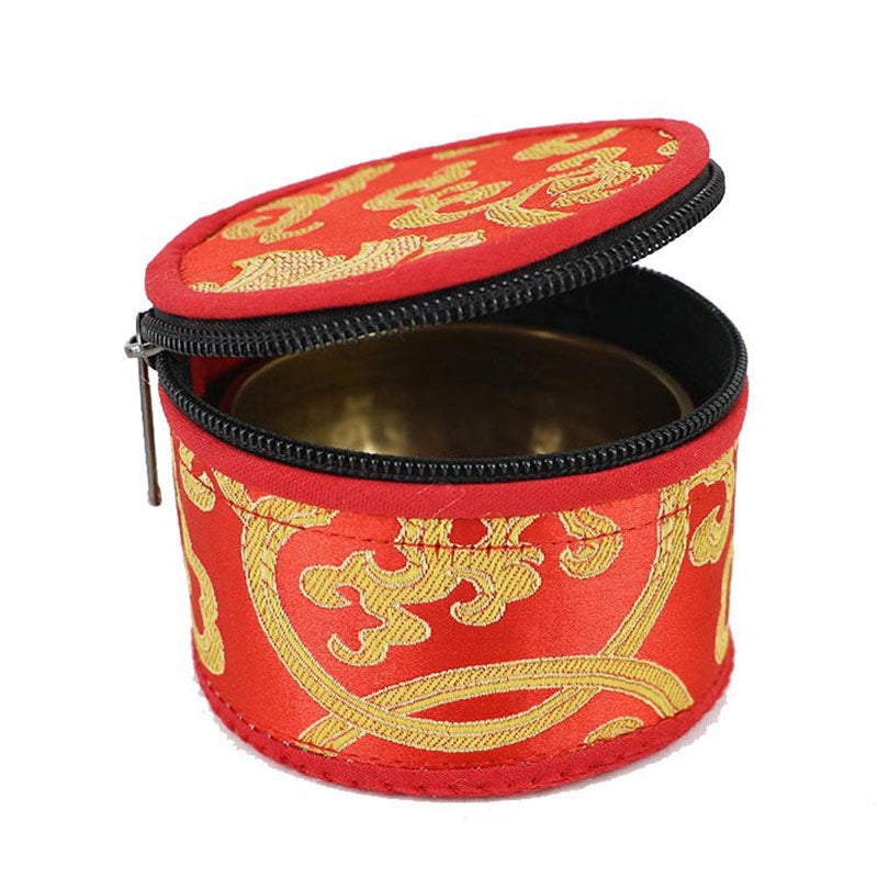 ジッパー開閉装飾付きチベットシンギングボウル収納バッグ（Buddha Stones）