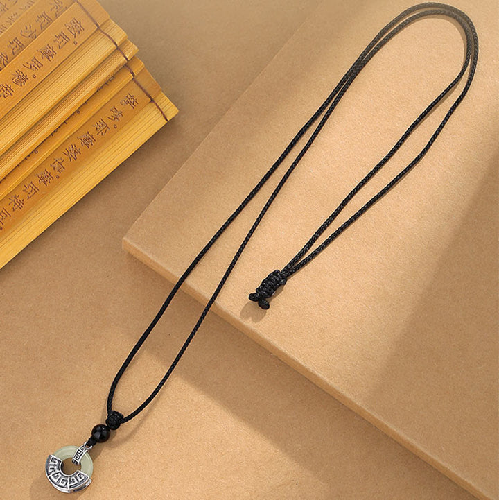 Buddha Stones925スターリングシルバー 天然和田翡翠 平和バックル 繁栄のネックレスペンダント