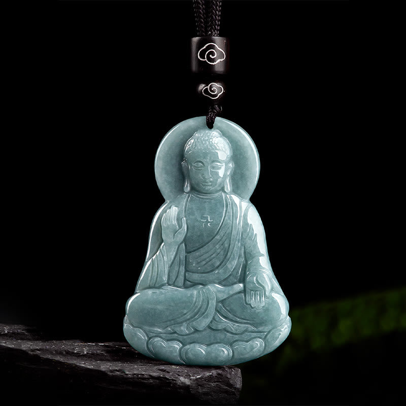 Buddha Stones阿弥陀仏 天然翡翠 蓮華 お守り 慈悲の紐 ネックレス ペンダント - image 7