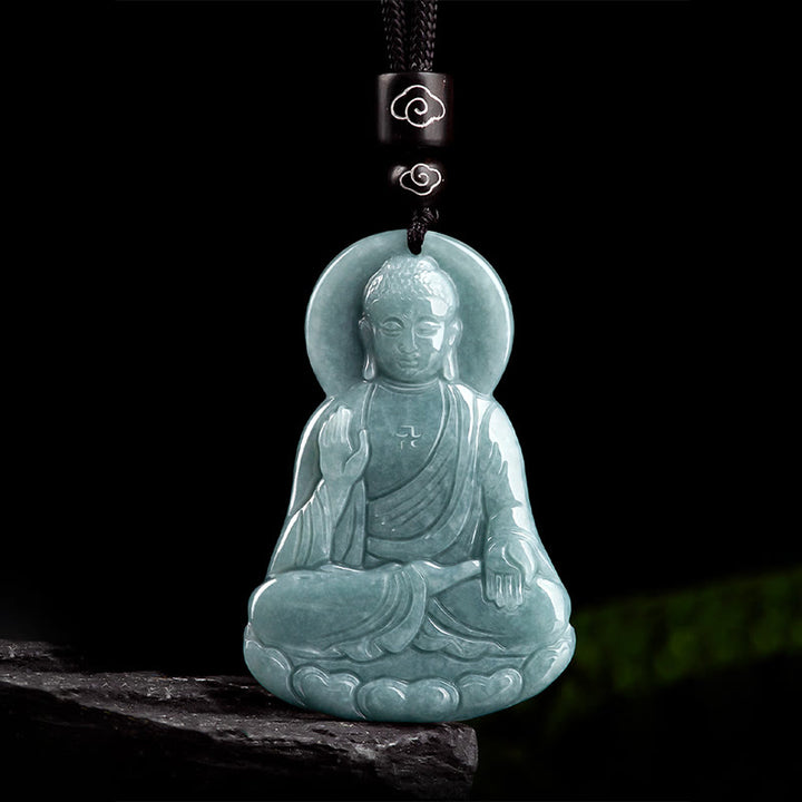 Buddha Stones阿弥陀仏 天然翡翠 蓮華 お守り 慈悲の紐 ネックレス ペンダント - image 7