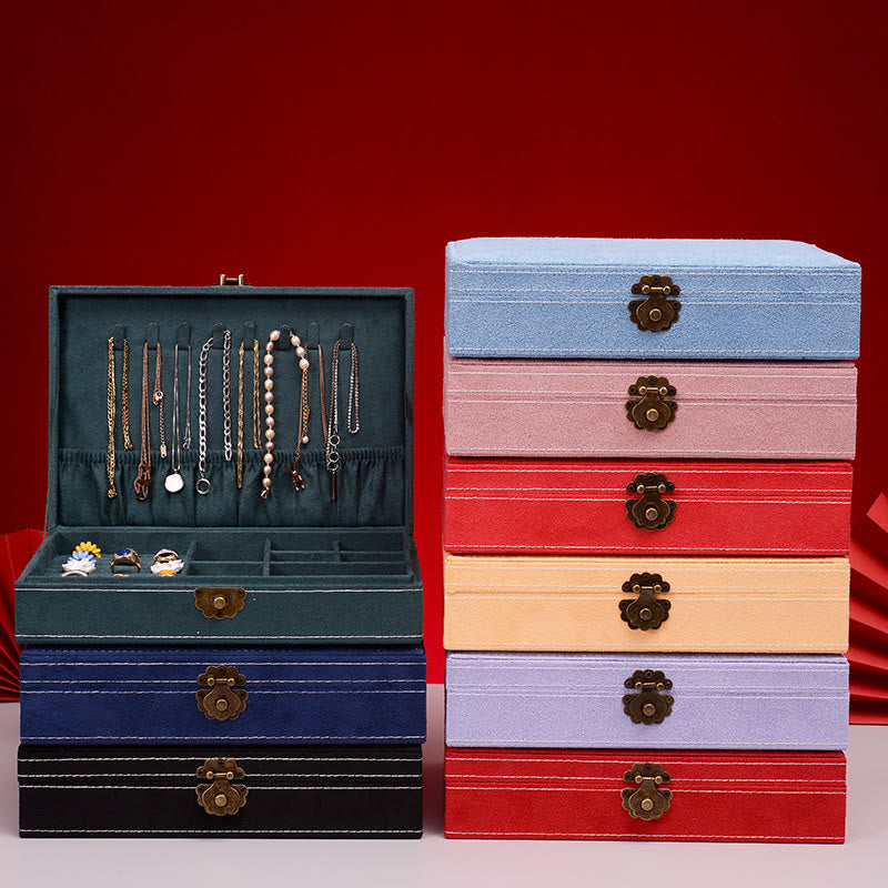 Buddha Stonesシンプルデザイン ジュエリーボックスオーガナイザー 単層 フランネル ジュエリー収納ボックス ロック付き - image 0