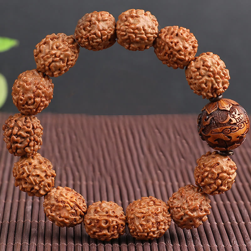 Buddha Stonesチベット ルドラークシャ 菩提樹 貔貅 銅貨 富と幸運ブレスレット