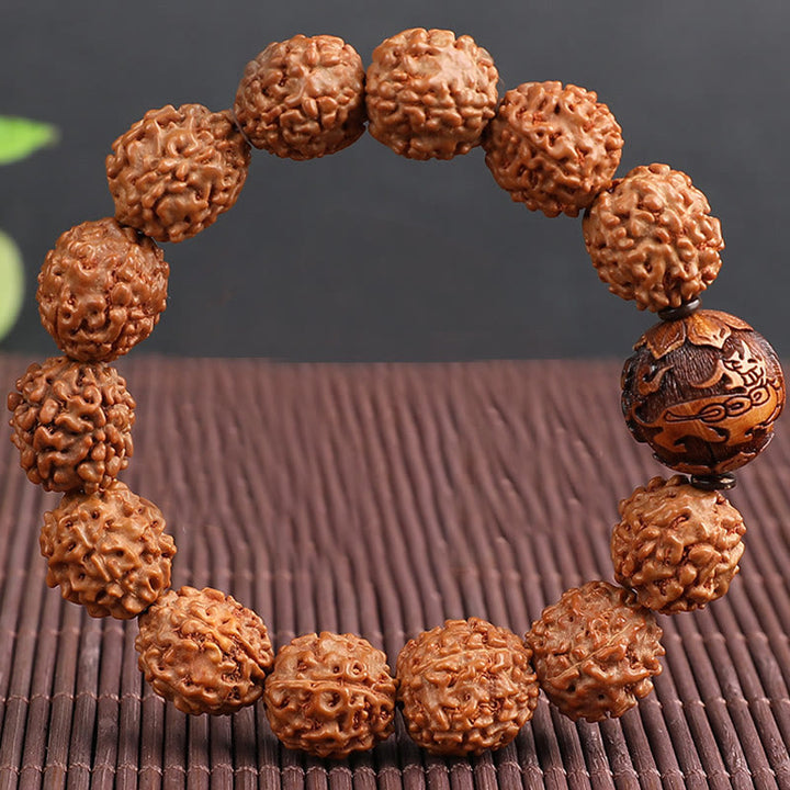 Buddha Stonesチベット ルドラークシャ 菩提樹 貔貅 銅貨 富と幸運ブレスレット