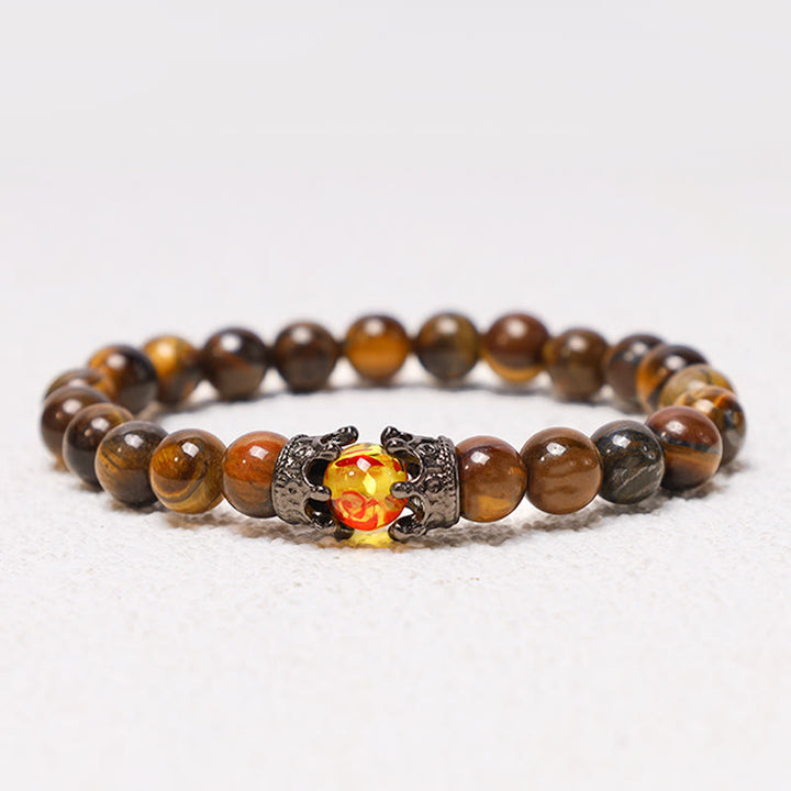 Buddha Stones天然石 キング＆クイーン クラウン ヒーリング エネルギー ビーズ カップル ブレスレット