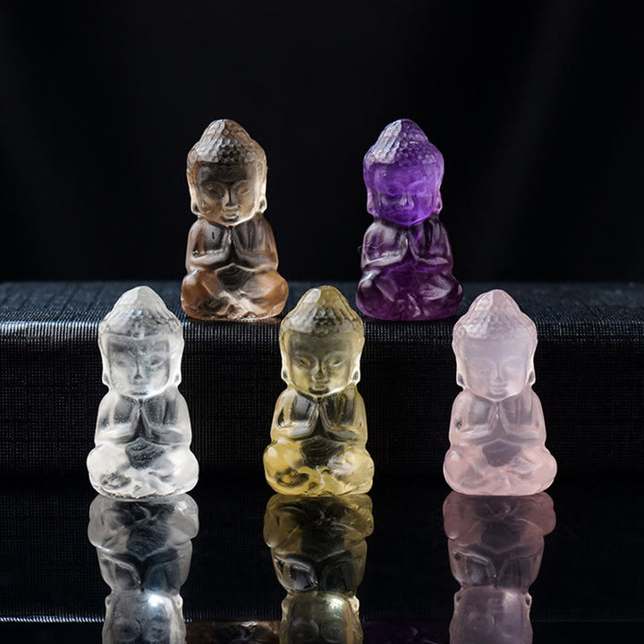 Buddha Stones各種クリスタルアメジストピンククリスタルホワイトクリスタルシトリン仏像彫刻スピリチュアルヒーリングネックレスペンダント装飾