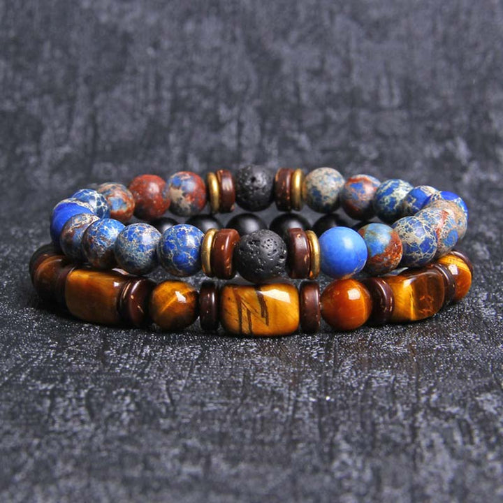 Buddha Stones2個入り ヒーリングクリスタル エンペラーストーン タイガーアイ ビーズブレスレット
