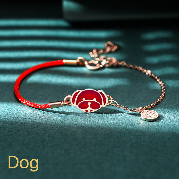 Buddha Stones925 スターリングシルバー 色が変わる 十二支 幸運の守護赤紐チェーンブレスレット - 犬（手首周り14～15cm） - image 24