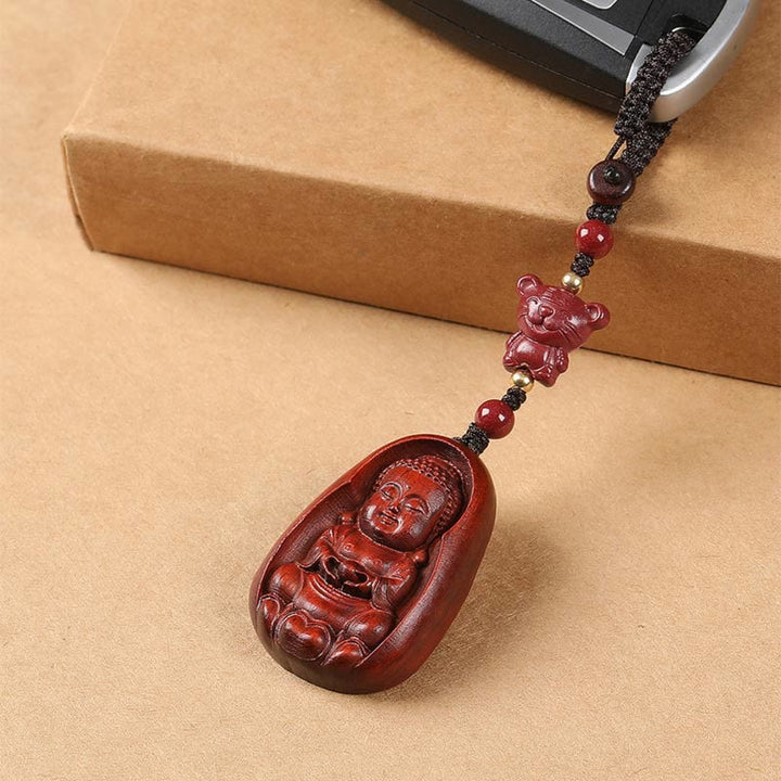 Buddha Stones小葉紅檀仏 辰砂 十二支 お守り 守護キーチェーン