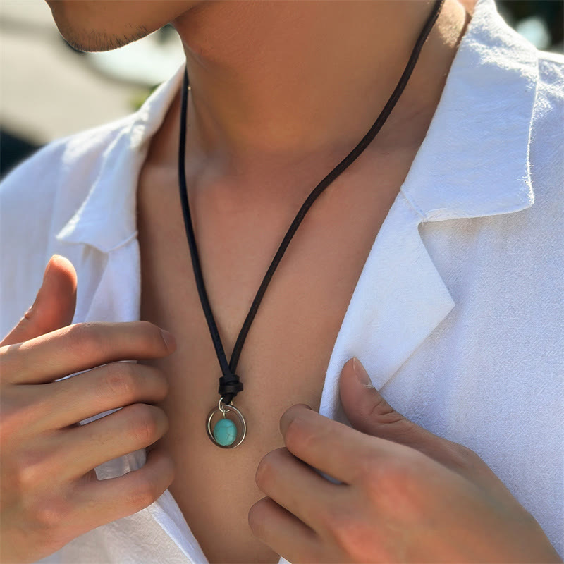 Buddha Stonesラウンドターコイズストーン保護力ネックレスペンダント