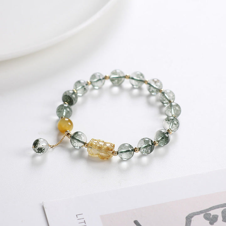 Buddha Stonesグリーンファントムシトリン 貔貅 自信ブレスレット