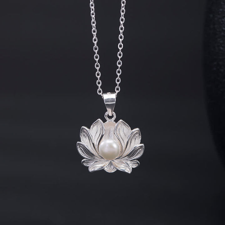 Buddha Stones925スターリングシルバー ロータスフラワーパール ウェルスネックレスペンダント - image 3