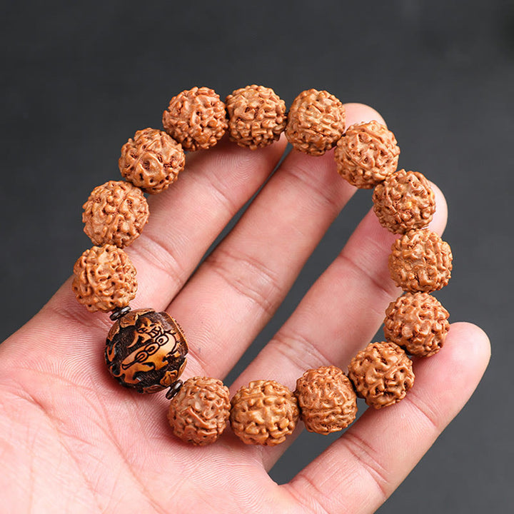 Buddha Stonesチベット ルドラークシャ 菩提樹 貔貅 銅貨 富と幸運ブレスレット