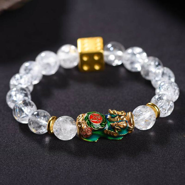 Buddha Stones色が変わるPiXiuホワイトクリスタルダイス開運財運ブレスレット