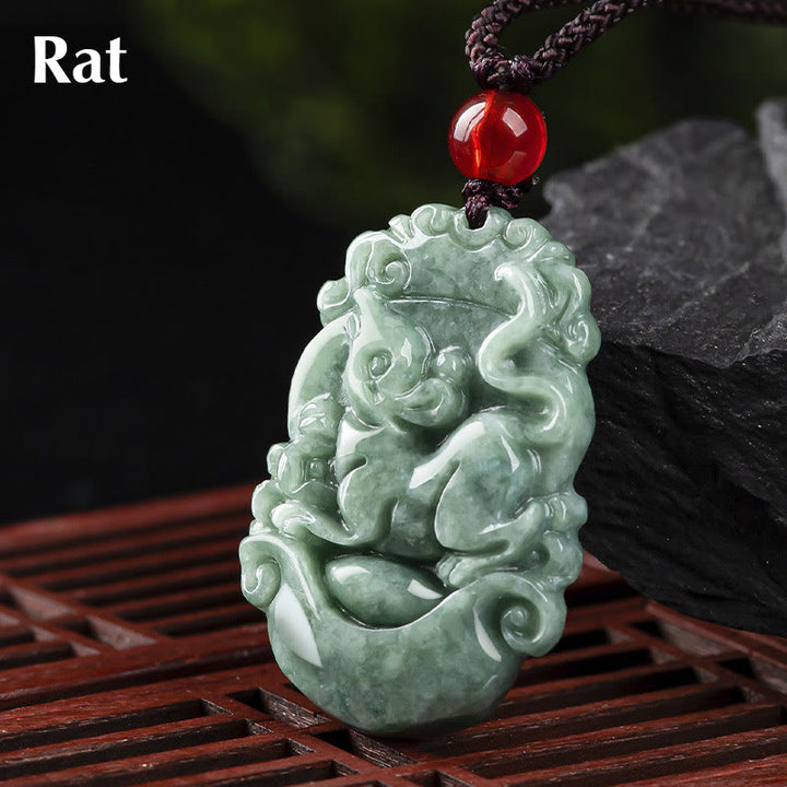Buddha Stones天然翡翠12星座繁栄ネックレスペンダント - ねずみ - image 6