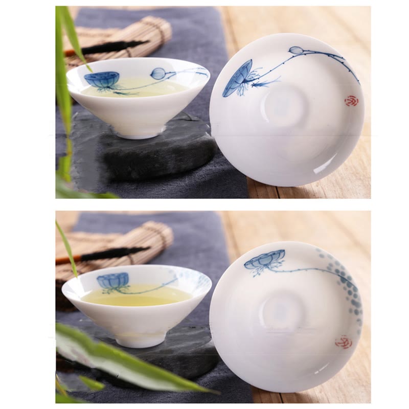Buddha Stonesヴィンテージ 梅 蘭 竹 菊 蓮 鯉 陶器 ティーカップ カンフー ティーカップ