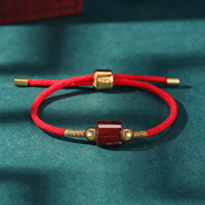 Buddha Stonesチベット ハンドメイド グリーンアベンチュリン レッドストーン マラカイト 幸運の守護 編み込みロープブレスレット