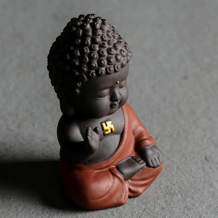 Buddha Stones小さな仏像 セレニティ 紫粘土 ホームデスクデコレーション