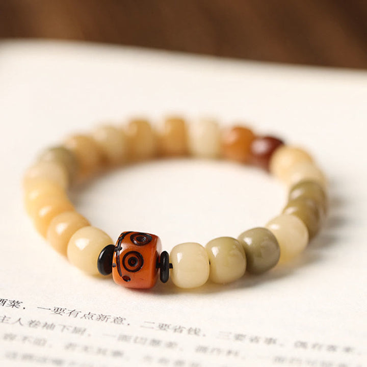 Buddha Stones天然菩提樹 屍の森の王オーム・マニ・パドメ・フム知恵のブレスレット