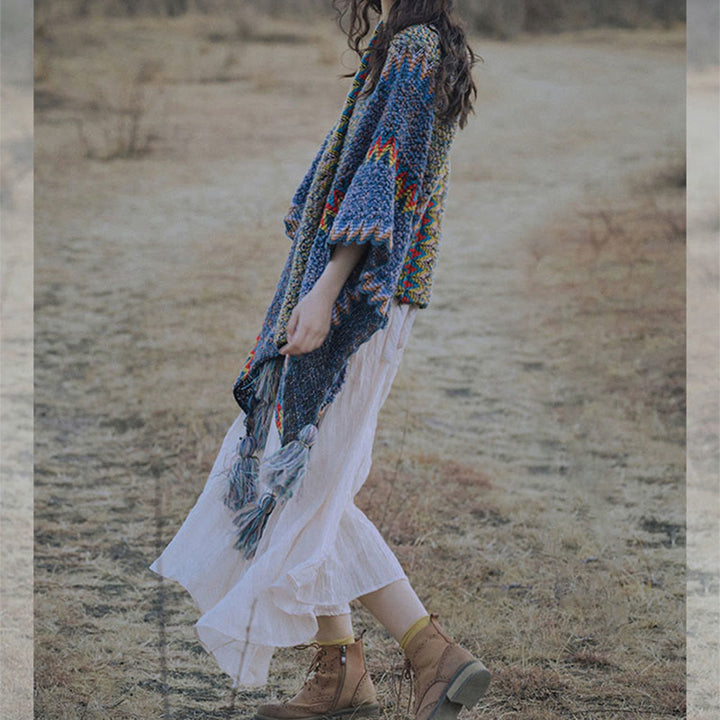 Buddha Stonesチベットショール 柔らかく暖かいニットマント 冬用チベットタッセルスカーフ - image 10