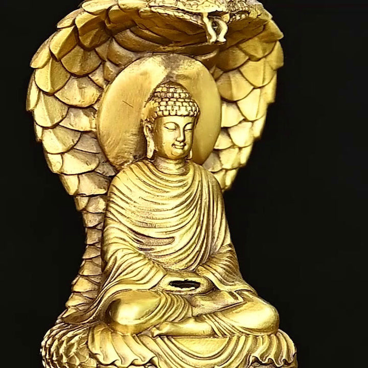 Buddha Stones釈迦牟尼仏 蛇の置物 静寂の銅像 家へのお供え物 装飾 - image 5