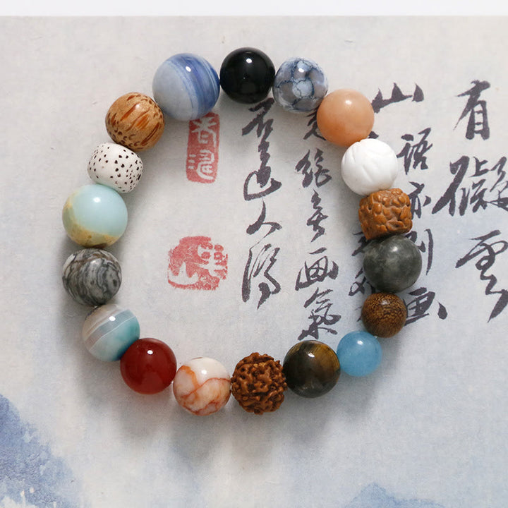 Buddha Stones天然菩提樹の水晶石 瑪瑙 悪霊除けブレスレット
