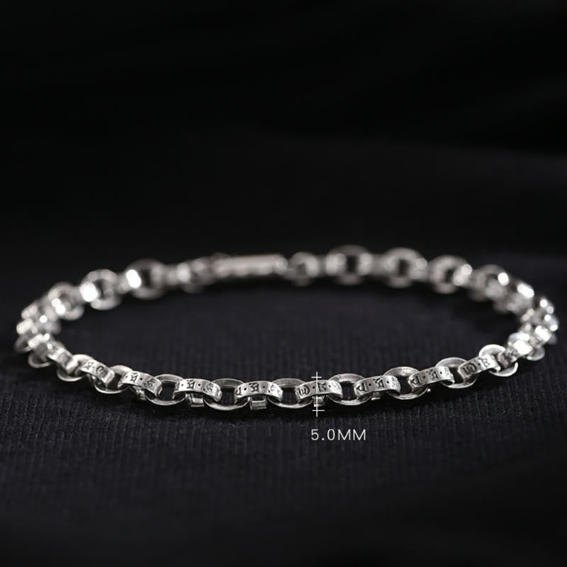Buddha Stones925 スターリングシルバーオーム・マニ・パドメ・フム彫刻デザイン 創造性 メタルブレスレット - image 15