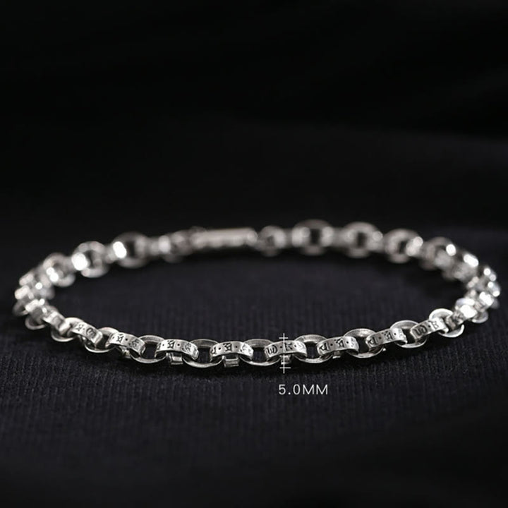 Buddha Stones925 スターリングシルバーオーム・マニ・パドメ・フム彫刻デザイン 創造性 メタルブレスレット - image 15