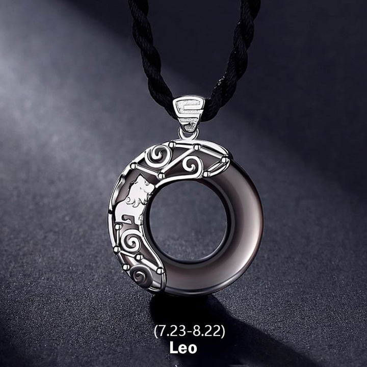 Buddha Stones12星座 アイスオブシディアン 祝福 ラウンドペンダントネックレス