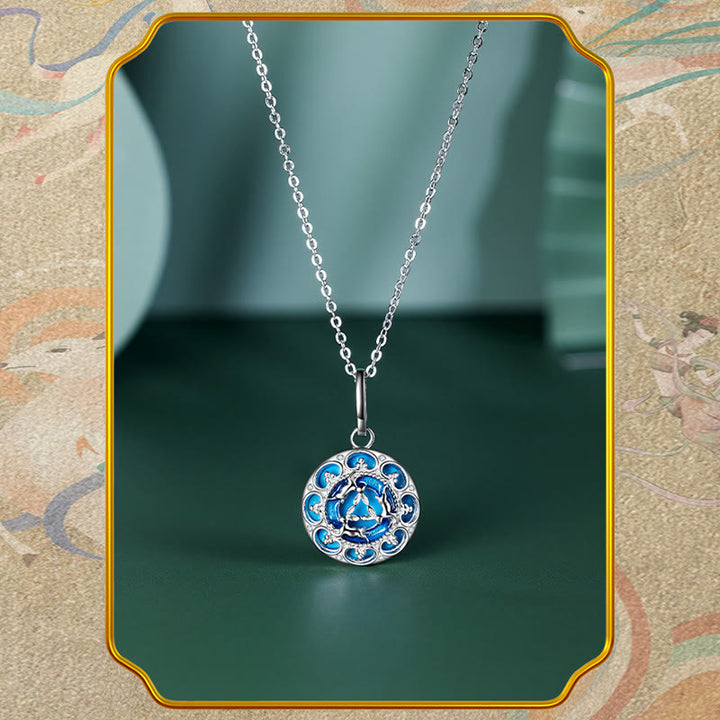 Buddha Stones925スターリングシルバー ラウンドターコイズ 3匹のウサギ バランスネックレスペンダント