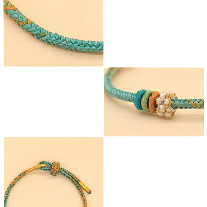 Buddha Stonesハンドメイド8スレッドピースノットピーチブロッサムノット幸運ロープ編みブレスレット - image 14