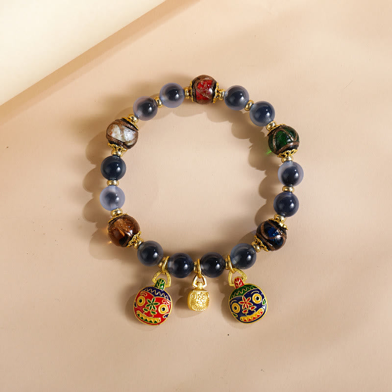 Buddha Stonesカラフル キャンディ瑪瑙 金 呑み込み獣 家族 柳 ガラス ビーズ 強さ ブレスレット