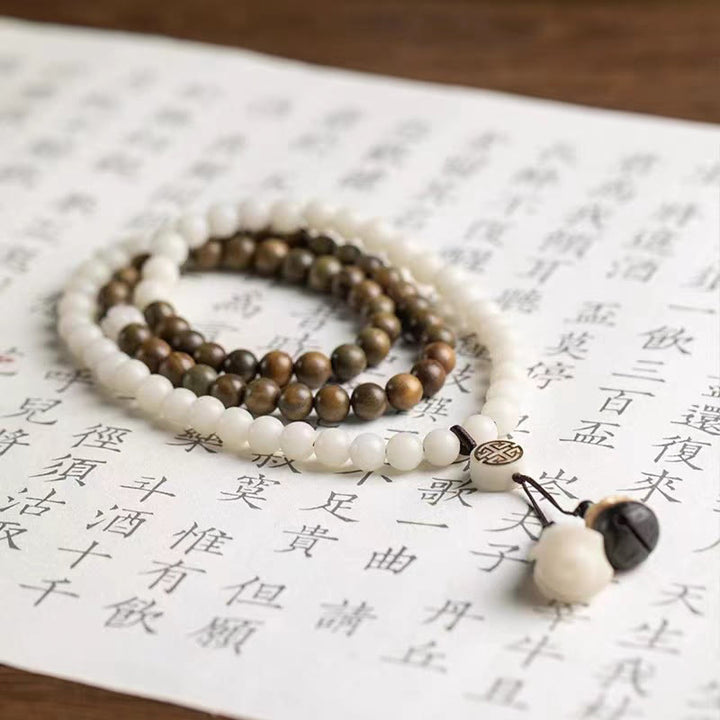 Buddha Stones天然グリーンサンダルウッド 菩提樹の癒しのブレスレット