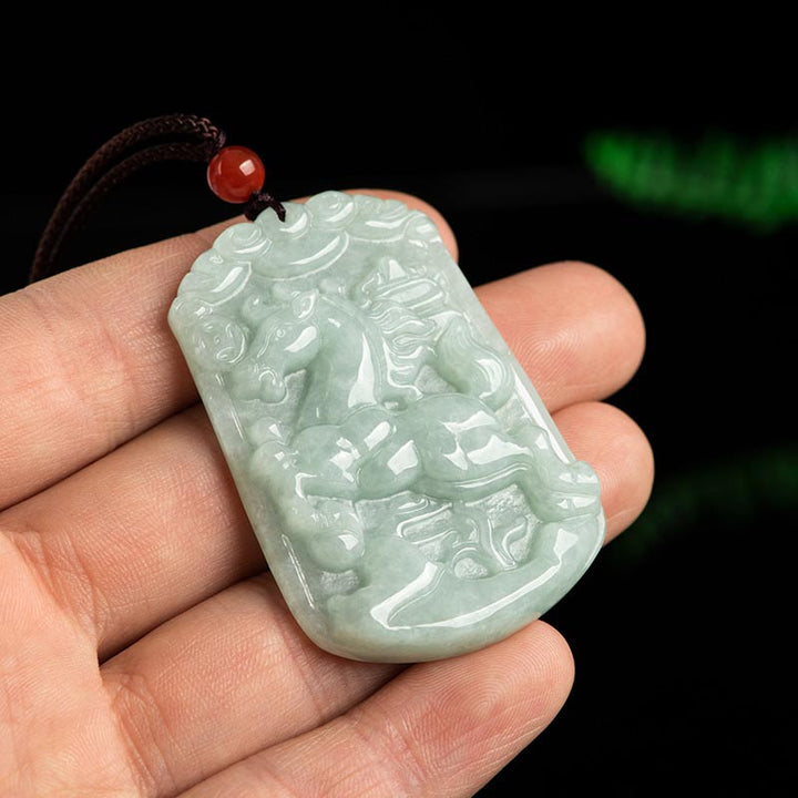 Buddha Stones天然翡翠12星座の豊穣のお守りペンダントネックレス