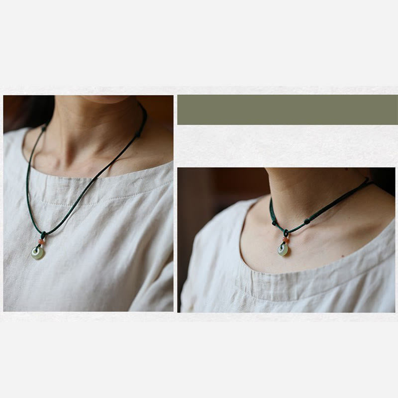 Buddha Stones天然丸玉平和のお守りチャーム蓮の豊かさ ストリングネックレスペンダント - image 4