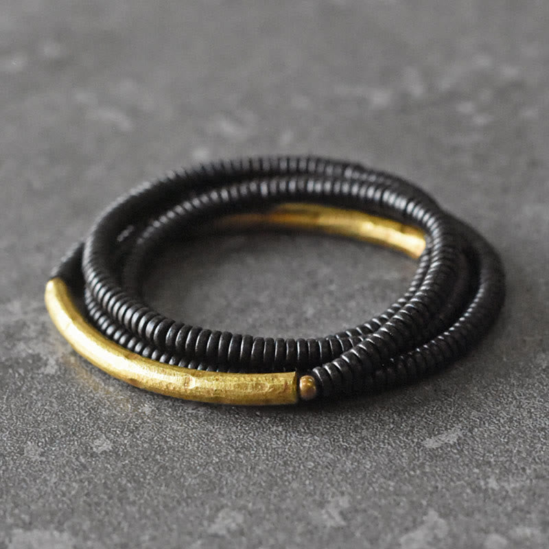 Buddha Stones黒檀銅 バランス 多層ブレスレット - 17～17.5cm - image 0