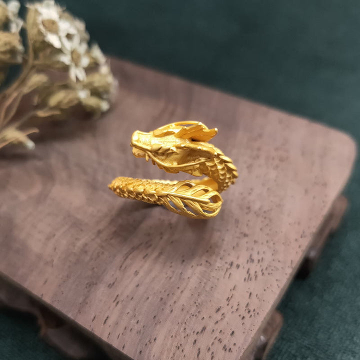 Buddha Stonesゴールデンドラゴン 成功の力の指輪
