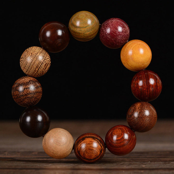 Buddha Stonesマルチカラー サンダルウッド 保護 ヒーリング ブレスレット