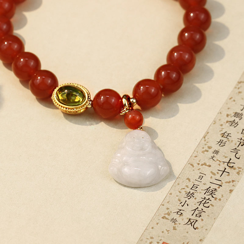 Buddha Stones天然赤瑪瑙 仏陀成功ブレスレット